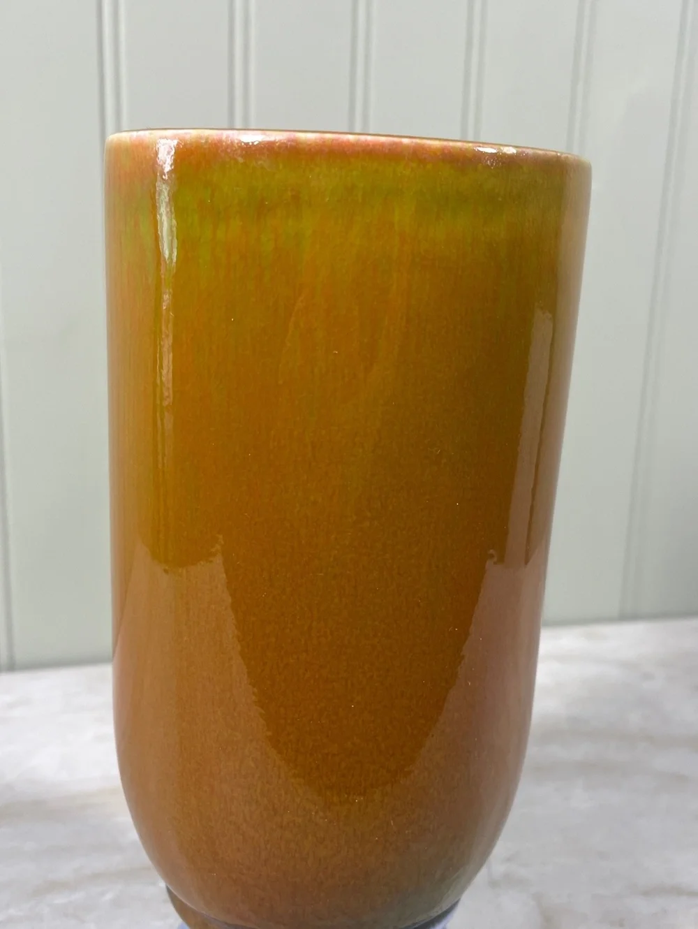 Vintage Glazed Pottery Pedestal Vase 8.5